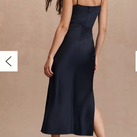 BHLDN Cali Satin Cowl-Neck Midi Slip Dress Navy Blue Size 12 - Picture 12 of 12